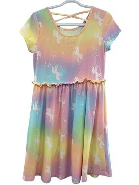 Epic Threads Girls’ Pastel Rainbow Unicorn Skater Dress
